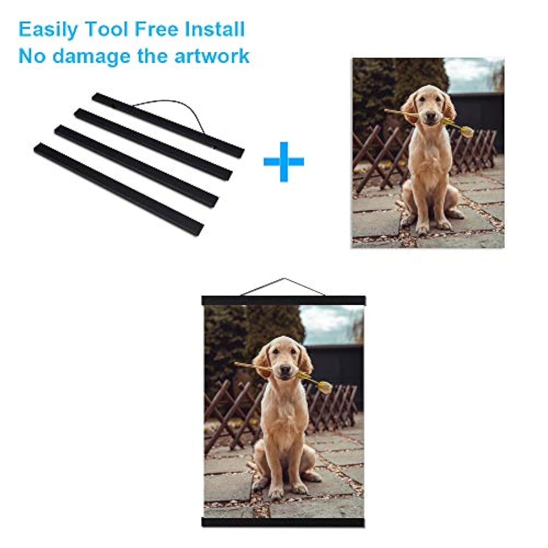 Marco magnético para colgar pósteres, de madera, ligero,