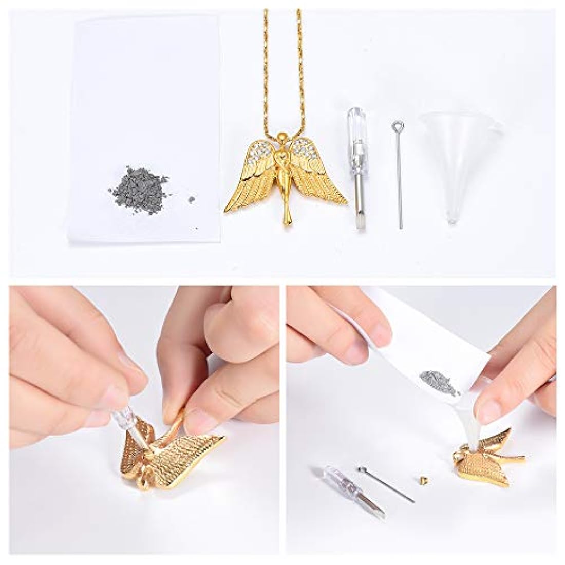 Colgante de cenizas con colgante de ángel para mujer