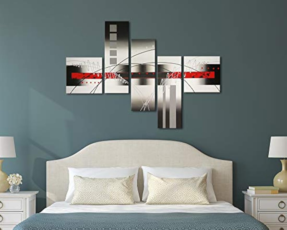 5 piezas arte moderno abstracto pintadas a mano en óleo