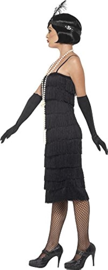 Disfraz de flapper, años 20, color negro, para mujer