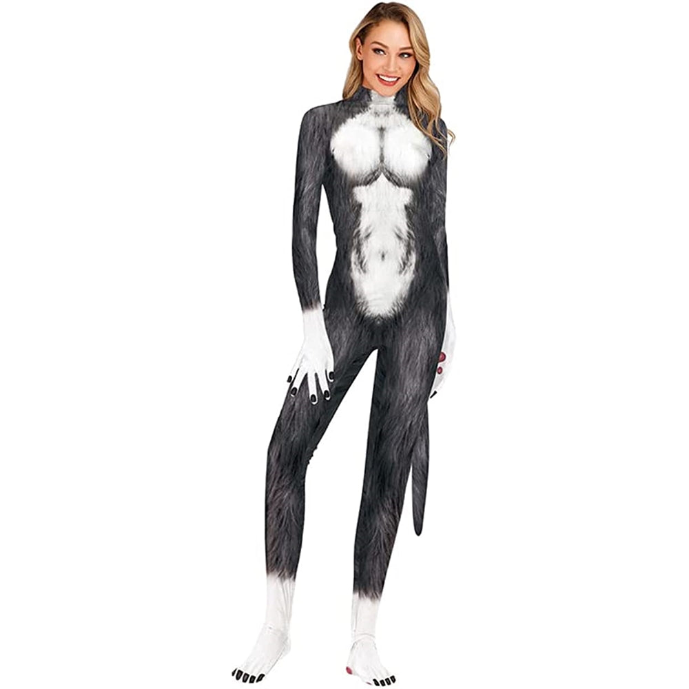 Disfraz de gato Zentai de cuerpo de elastano talla XL