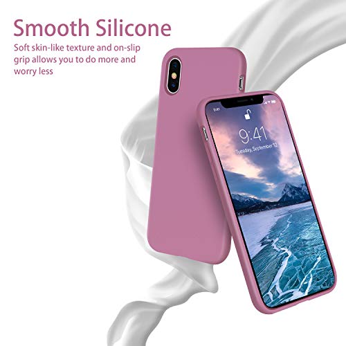 OTOFLY Funda de goma de gel de silicona líquida a prueba de golpes para iPhone Xs/iPhone X, antiarañazos y huellas dactilares, compatible con iPhone X/iPhone Xs de 5.8 pulgadas (2018), morado lila