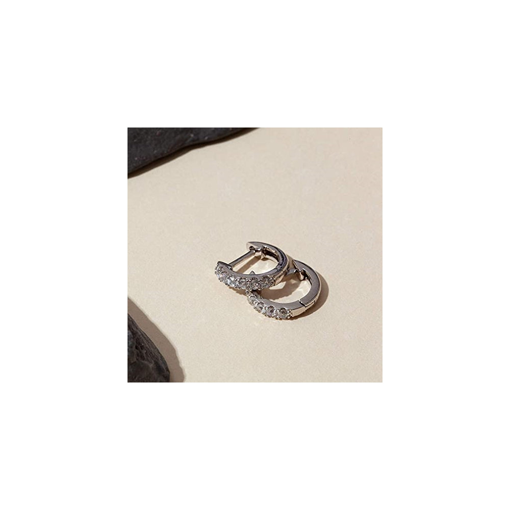 Aretes tipo argolla de plata esterlina para mujer