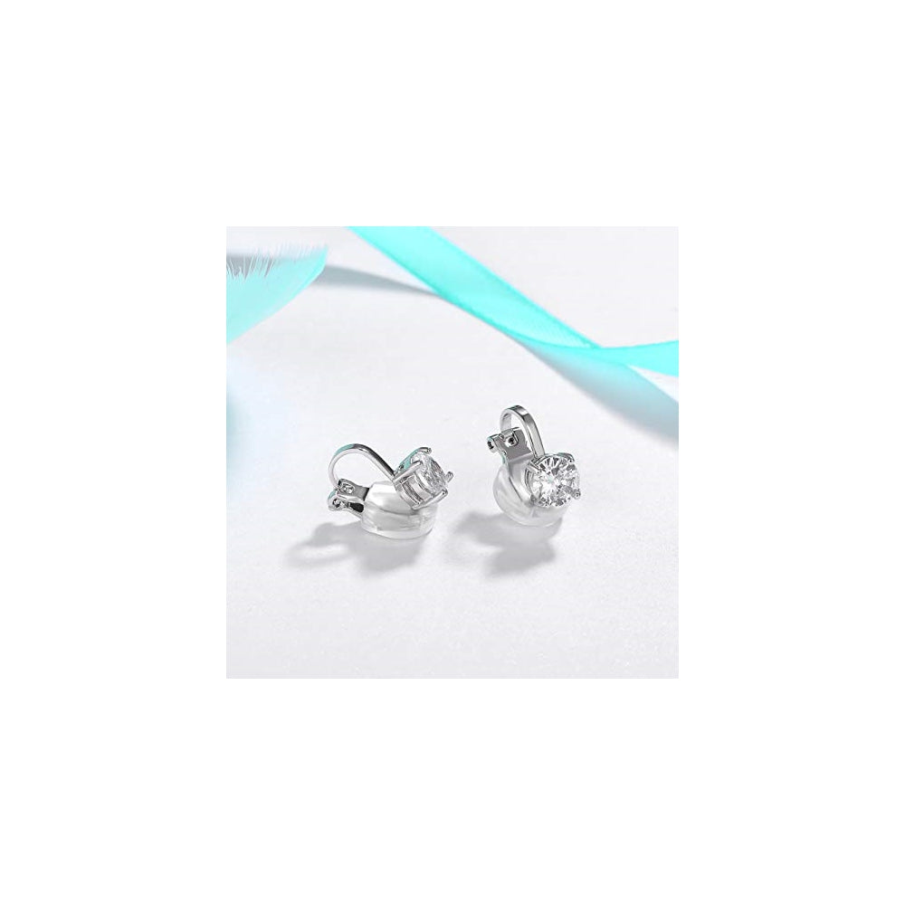 Aretes de tuerca con clip de circonita cúbica para mujeres
