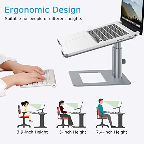 BoYata - Soporte ergonómico de aluminio ajustable en altura, soporte para computadora portátil para escritorio, compatible con MacBook Pro/Air, Dell, Lenovo, HP, Samsung, más portátiles de 11 a 17 pulgadas