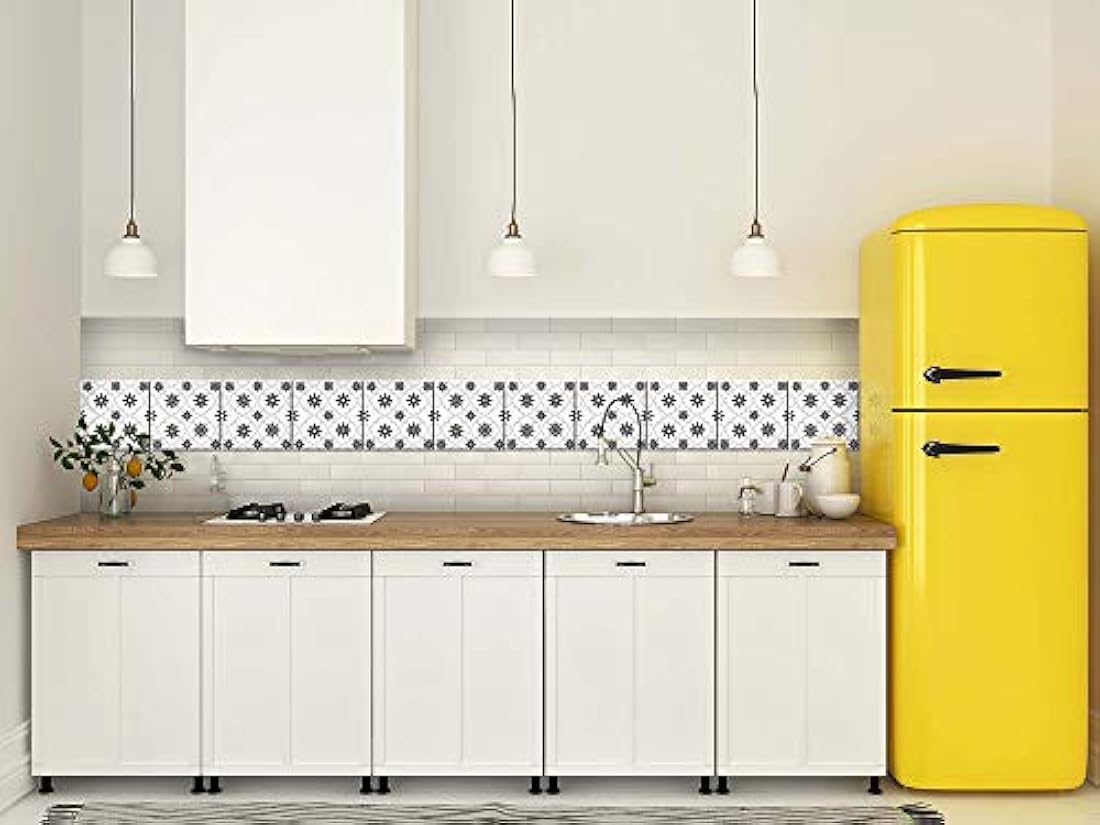 24 calcomanías en vinilo para azulejos blanco/negro