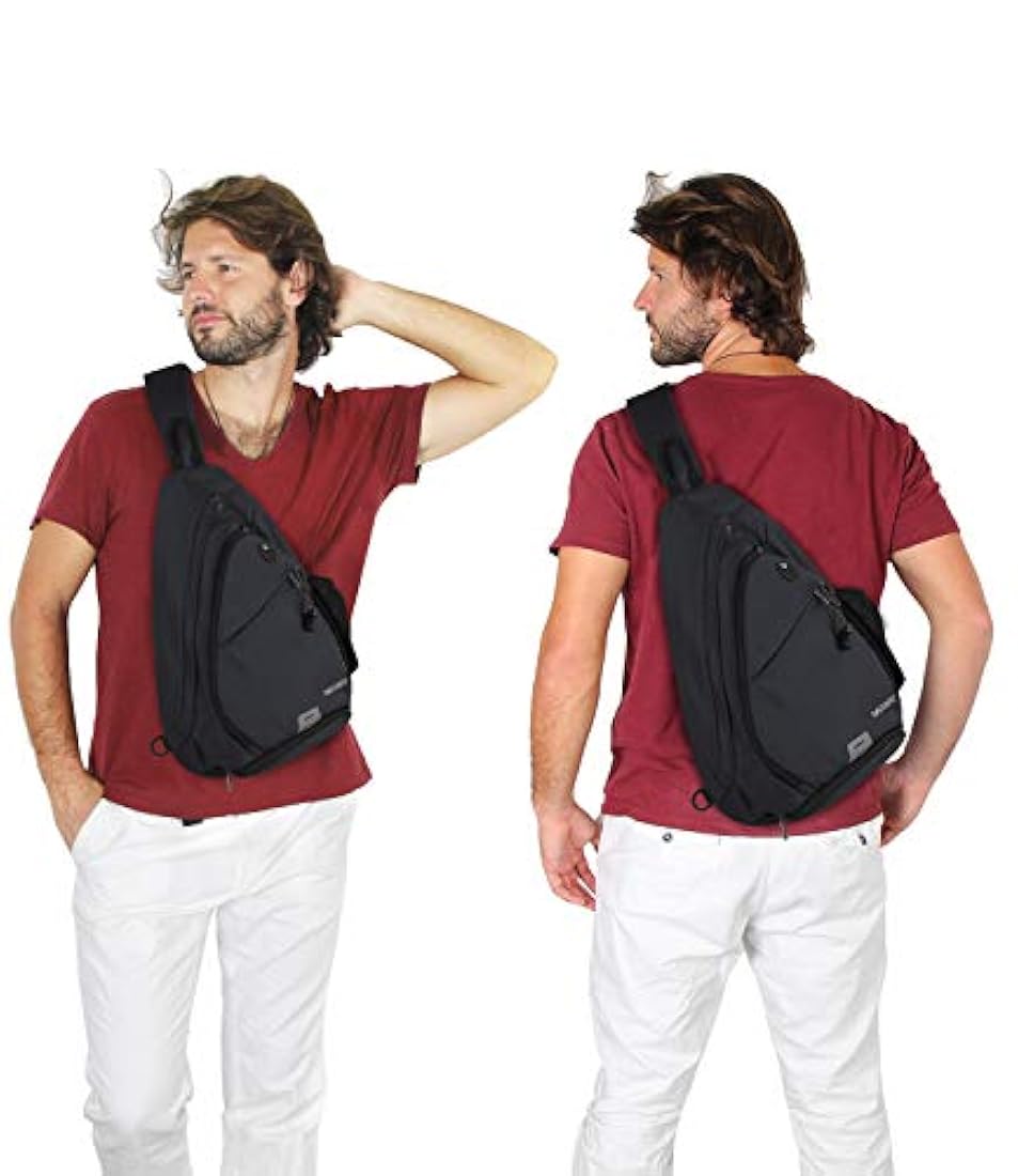 Bolso bandolero de lona unisex color negro. WATERFLY