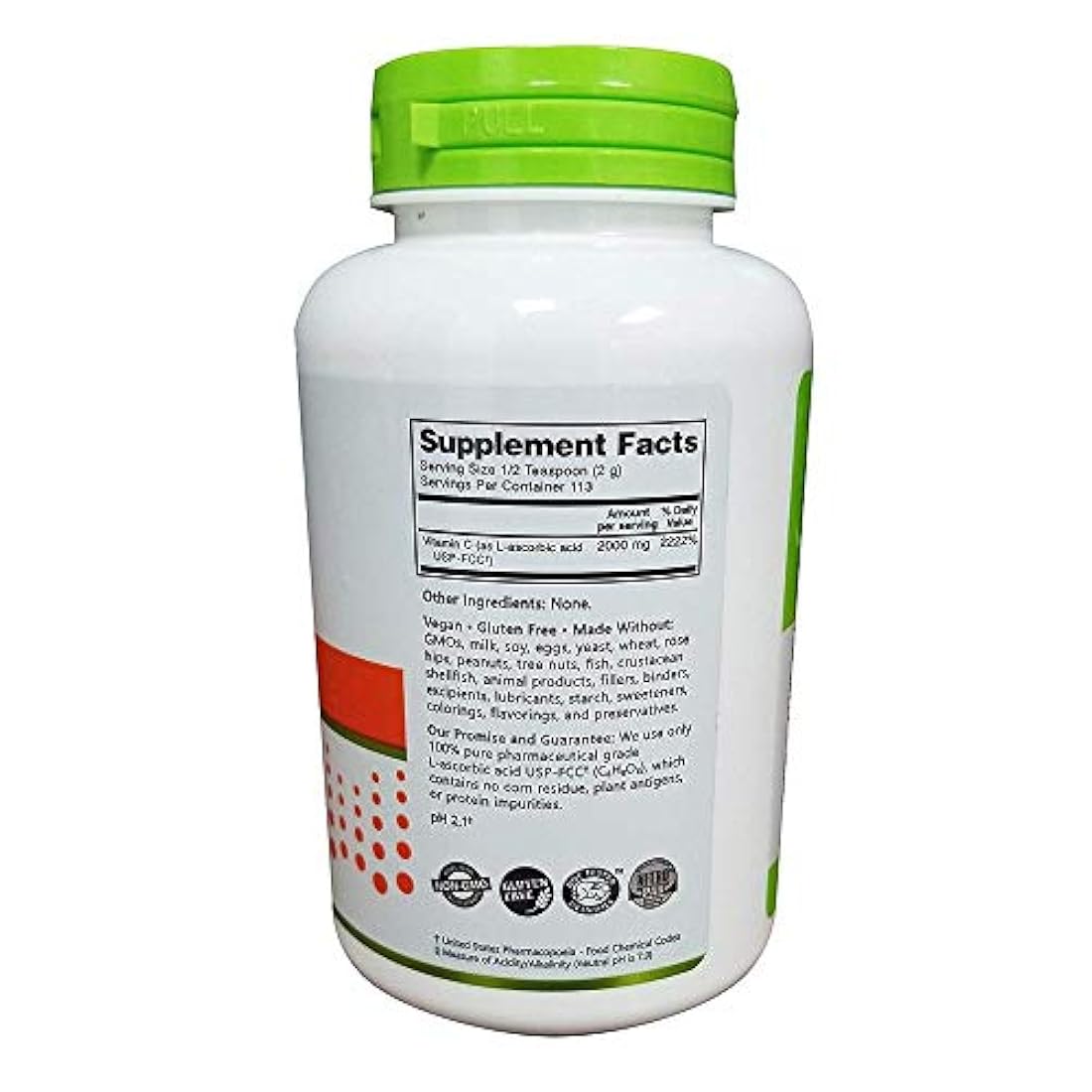 Polvo nutribiótico de ácido ascórbico, 8 onzas