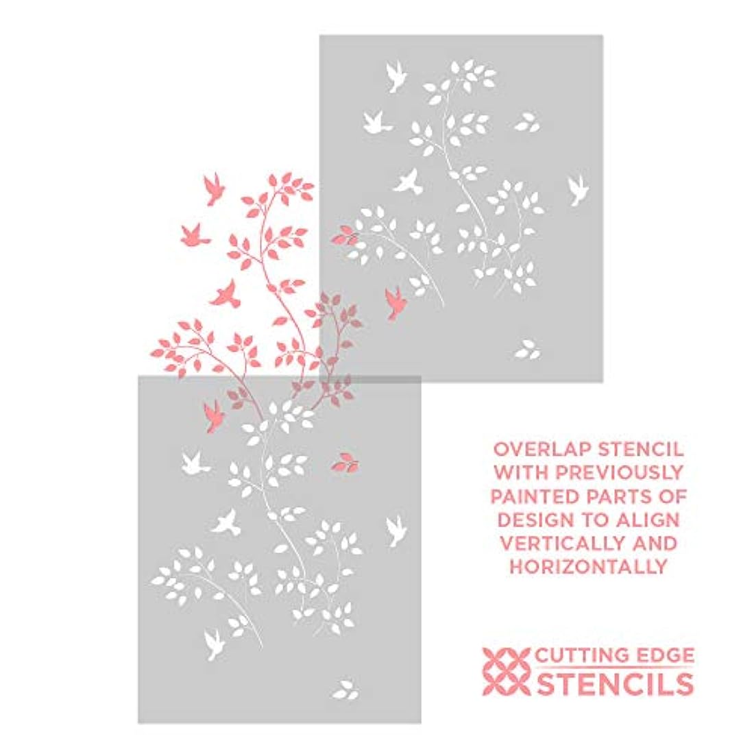 Plantilla de pared, Plantilla de vid y pájaro