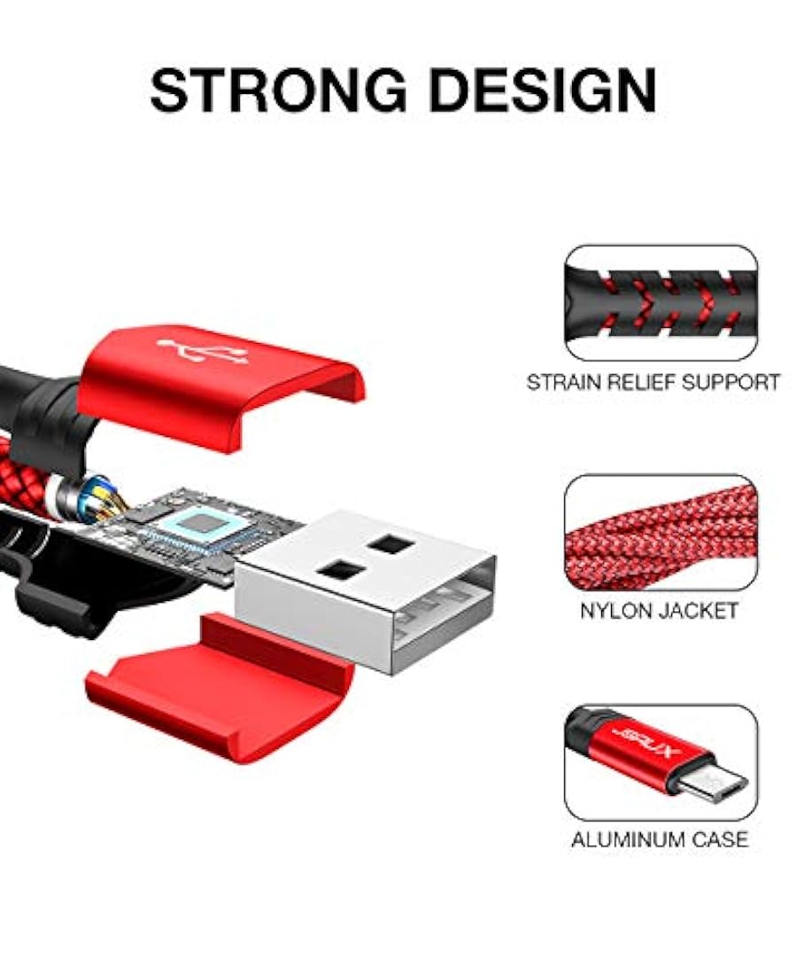 JSAUX - Cable de carga micro USB, 3 unidades