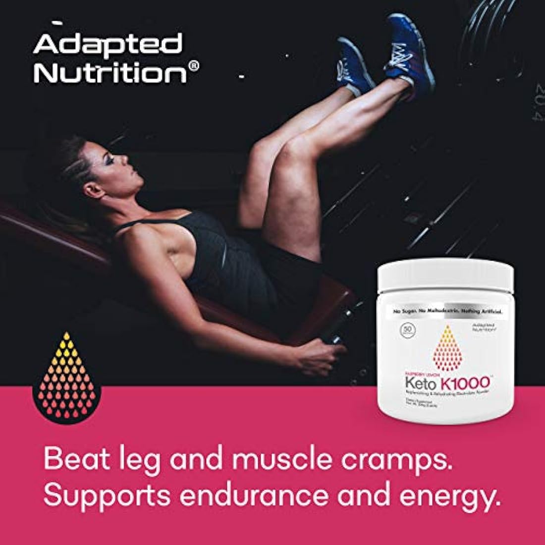 Keto K1000 Electrolyte Powder | Potenciar la energía y batir calambres de piernas | sin maltodextrina o azúcar | sin ingredientes de China | Amazing Raspberry Lemon | 50 porciones