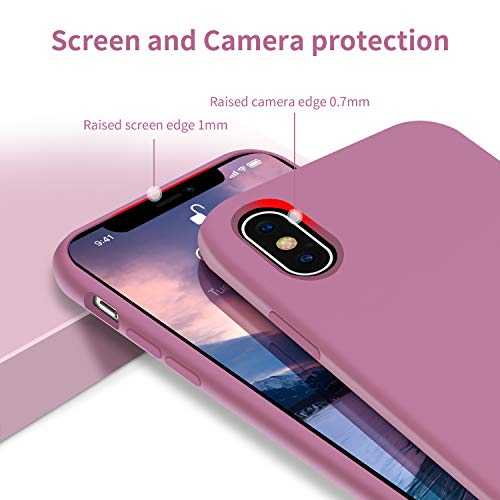 OTOFLY Funda de goma de gel de silicona líquida a prueba de golpes para iPhone Xs/iPhone X, antiarañazos y huellas dactilares, compatible con iPhone X/iPhone Xs de 5.8 pulgadas (2018), morado lila