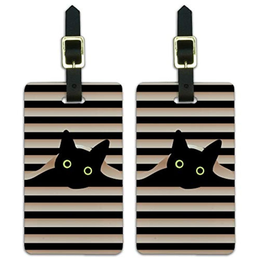 Juego de 2 etiquetas para equipaje con diseño de gato negro
