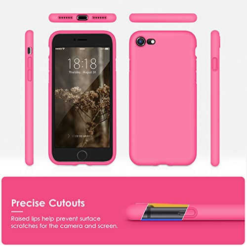 DTTOCASE - Funda para iPhone SE 2022/2020, iPhone 8, iPhone 7, funda de silicona líquida para iPhone SE 8 7 de 4.7 pulgadas, funda protectora suave y sedosa colorida para niñas y mujeres, color rojo rosa
