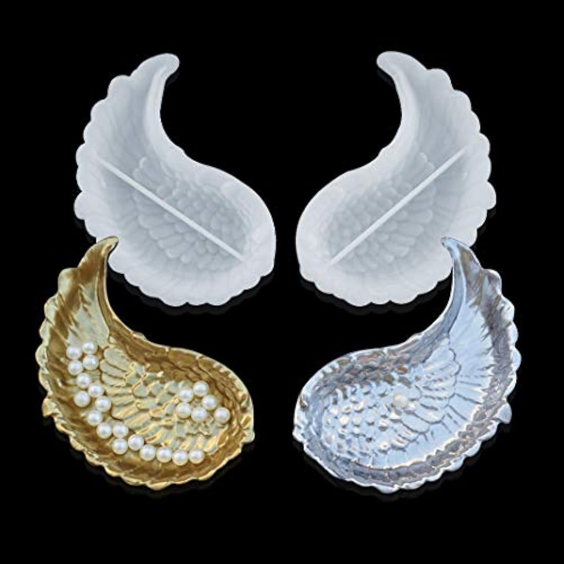 iSuperb 1 par de moldes de resina para almacenamiento de moldes de silicona creativos epoxi, moldes de fundición para bricolaje, placas de almacenamiento, manualidades