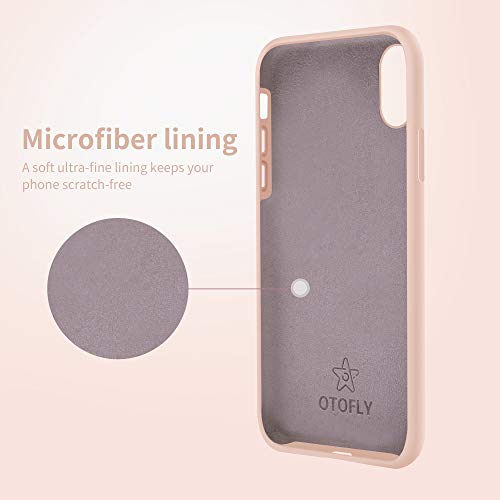 OTOFLY Funda para iPhone XS/iPhone X, ultra delgada, funda de gel de silicona líquida con protección completa antiarañazos, a prueba de golpes, compatible con iPhone X/XS, rosa