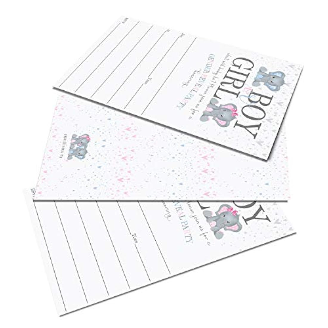 tarjeta de invitacion con diseño de elefantes(25 unidades)