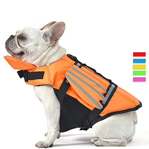 Chaleco salvavidas para perro, chaleco salvavidas para mascotas, flotador para perros, salvavidas, flotador para perros, traje de baño con asa para natación, piscina, playa, canotaje, para cachorros pequeños, medianos y grandes