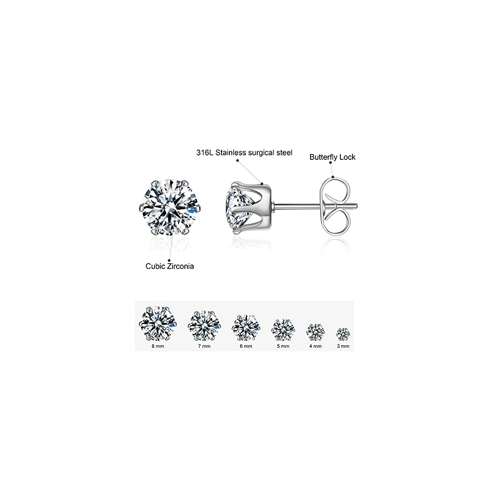 Aretes tipo dormilona acero inoxidable para mujer y hombre