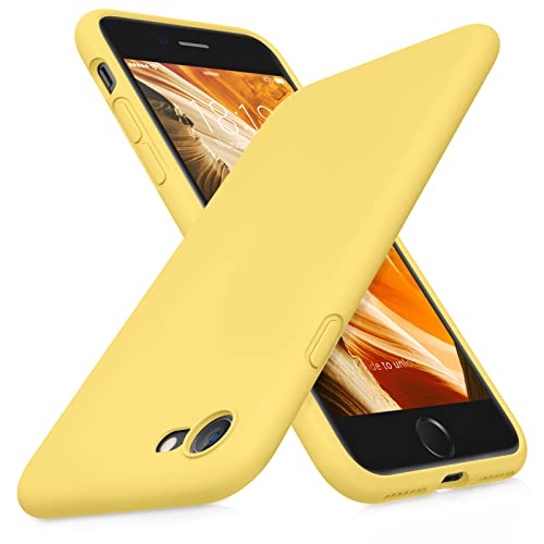 DTTOCASE - Funda para iPhone SE 2022/2020, iPhone 8, iPhone 7, funda de silicona líquida para iPhone SE 8 7 de 4.7 pulgadas, funda protectora colorida suave y sedosa para niñas y mujeres, color amarillo