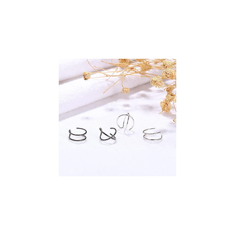 Aretes de plata para orejas simples sin perforación