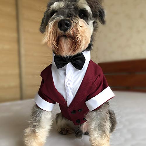 Lovelonglong Disfraz de mascota para perro, esmoquin formal con pajarita negra para perros grandes, medianos y pequeños, ropa de gato