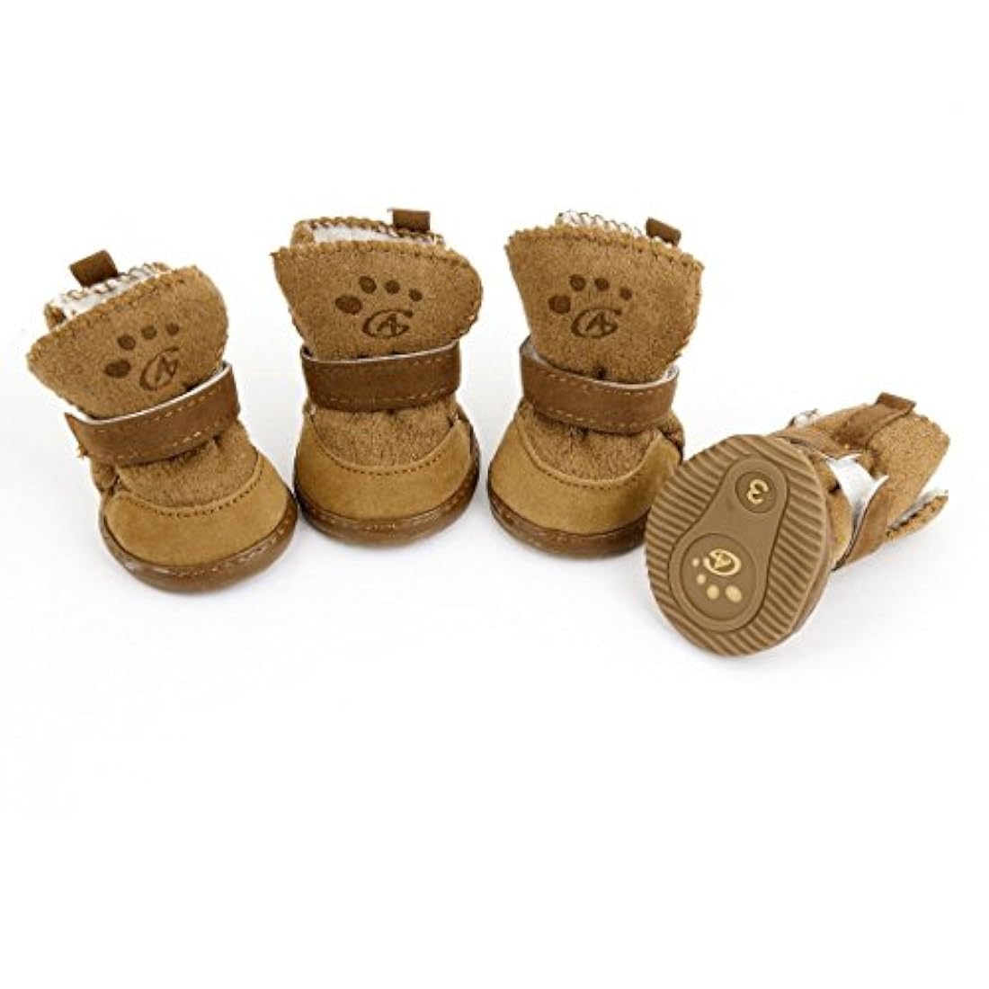 botas para perros con velcro, 2 pares, color marrón