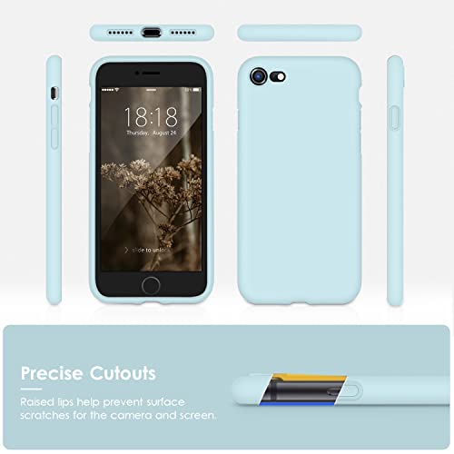 DTTOCASE - Funda para iPhone SE 2022/2020, iPhone 8, iPhone 7, funda de silicona líquida para iPhone SE 8 7 de 4.7 pulgadas, funda protectora colorida suave y sedosa para niñas y mujeres, azul hielo