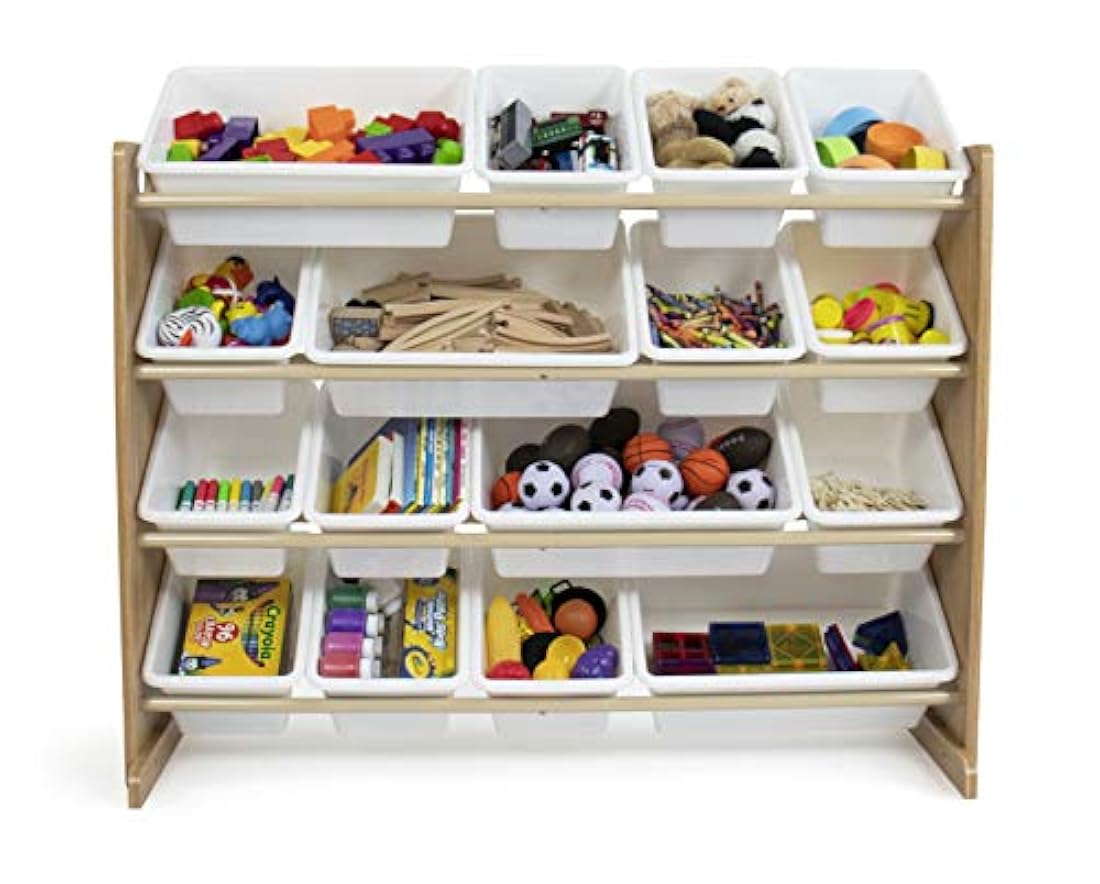 Organizador de almacenamiento de juguetes Natural / blanco