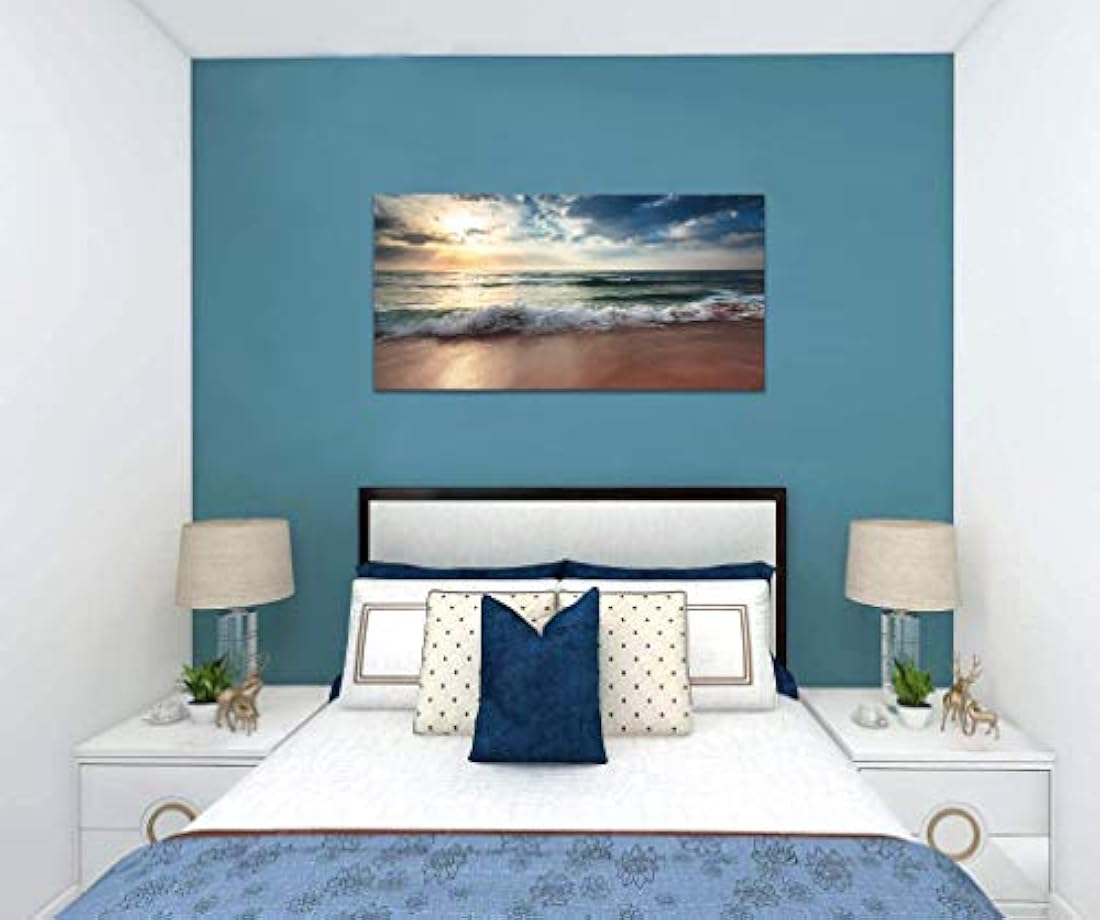 HUADAOART Arte de Pared Decoración Atardecer Océano Playa