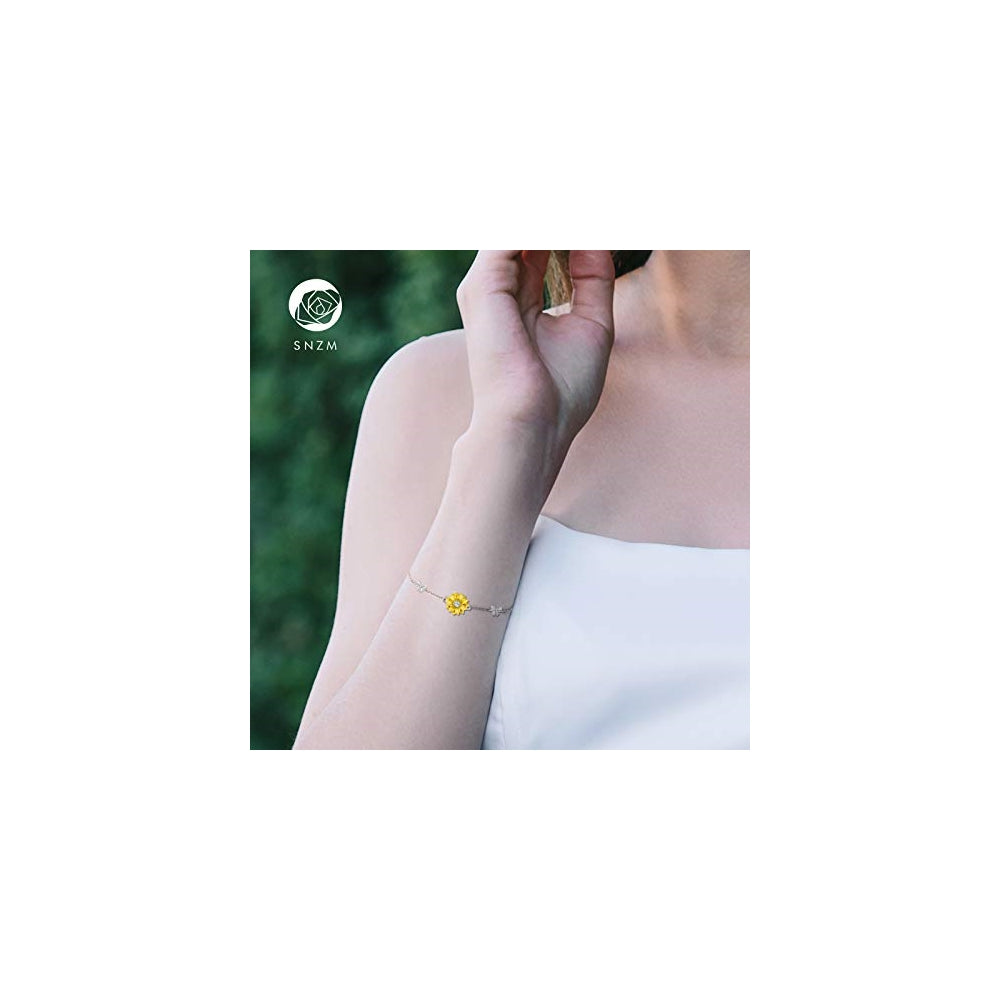 Pulseras de plata de ley 925 para mujer ajustable con dije