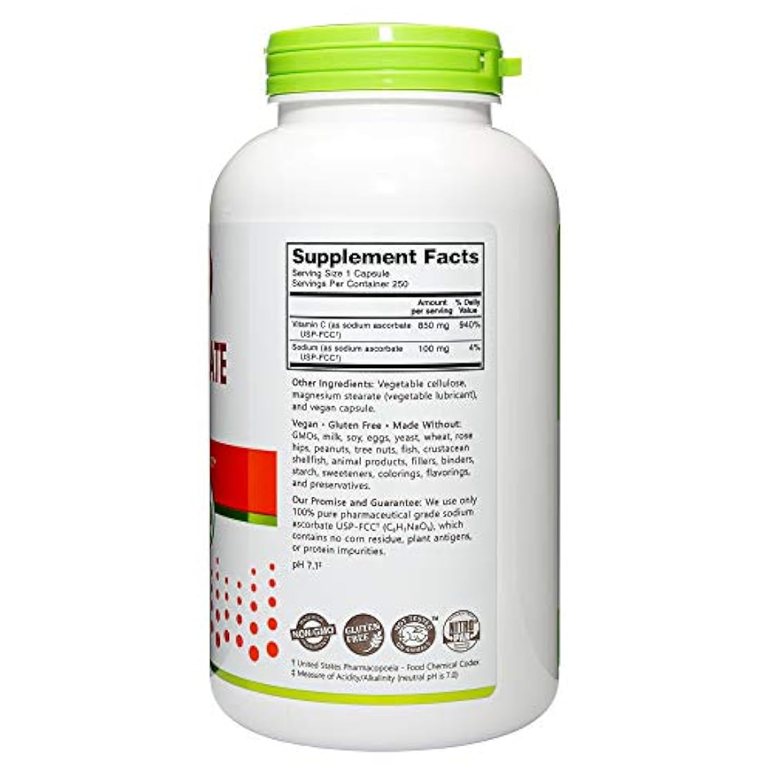 Cápsulas de ascorbato de sodio 250 cápsulas