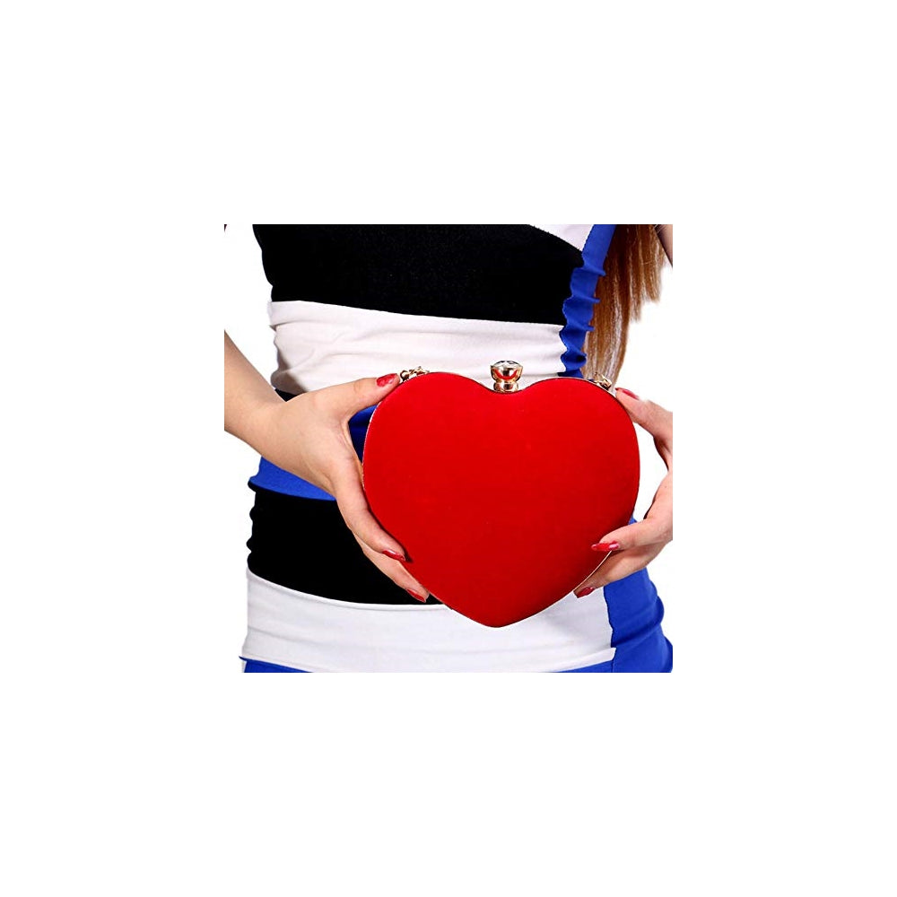 Bolsos de mano de terciopelo con corazón para mujer