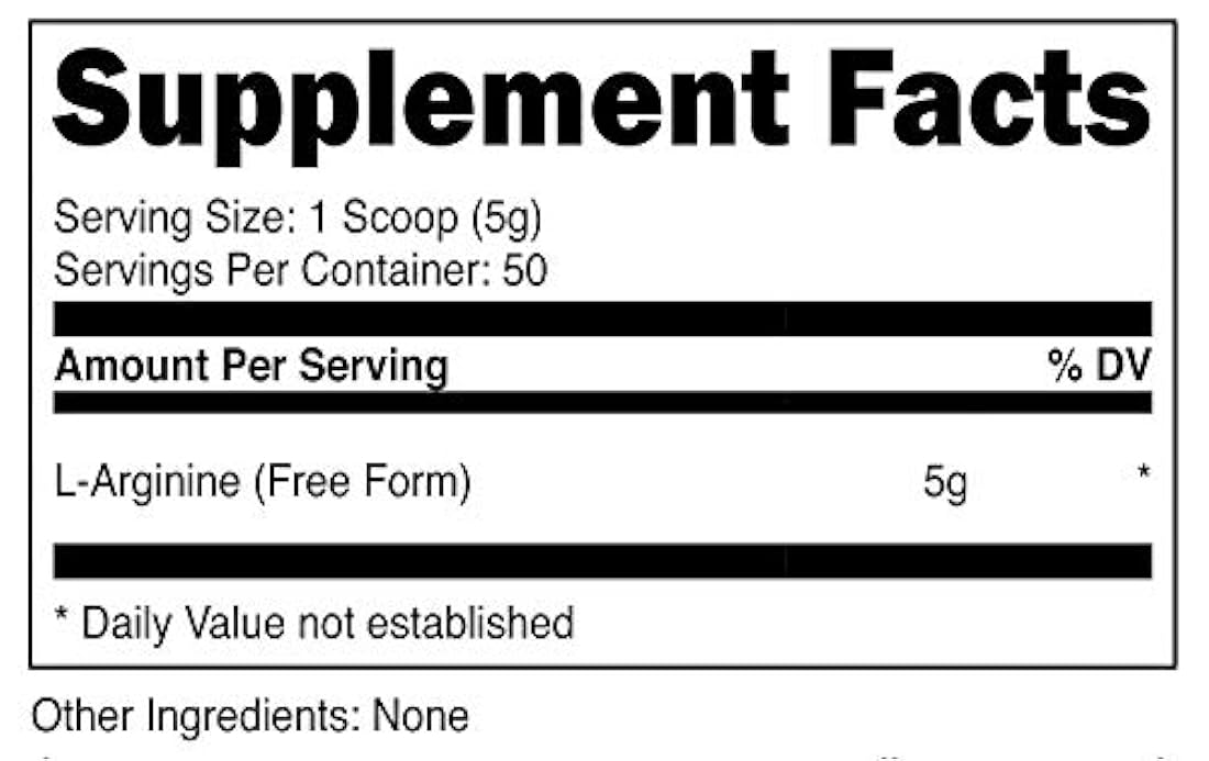 Arginina en polvo puro Nutricost, 0.17 onzas