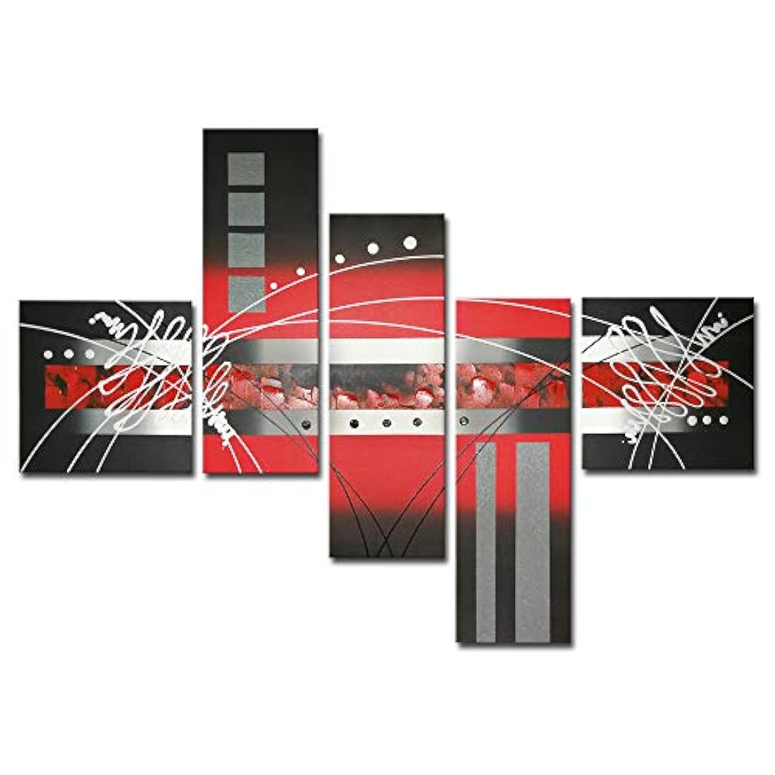 Wieco Art - Lienzo decorativo pintado a mano, 5 unidades