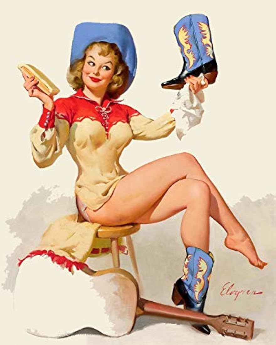Imán para nevera 1964 Elvgren Pin-Up Cowgirl