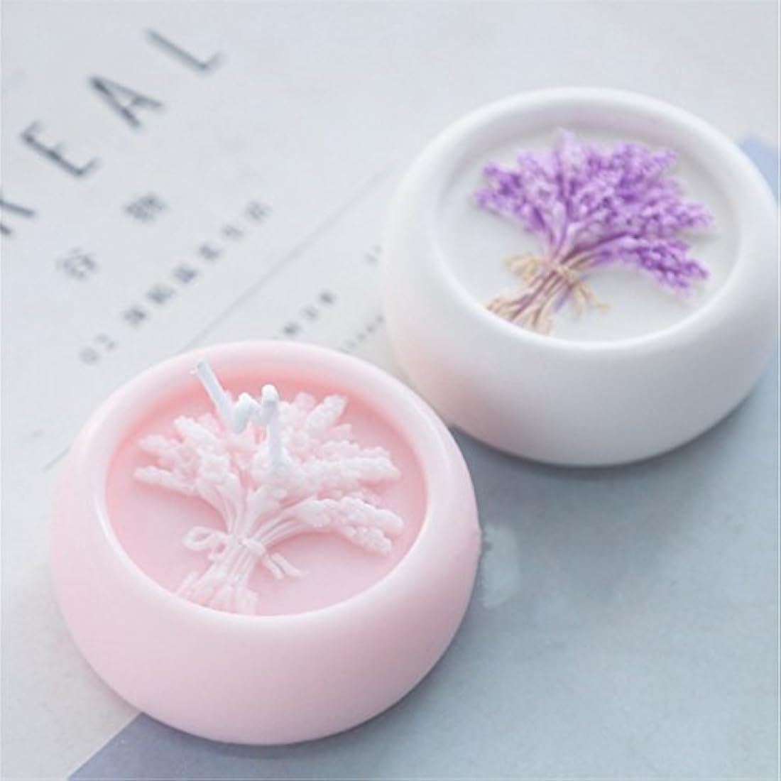 Grainrain - Moldes de jabón de silicona para hacer jabón, diseño de flores de lavanda