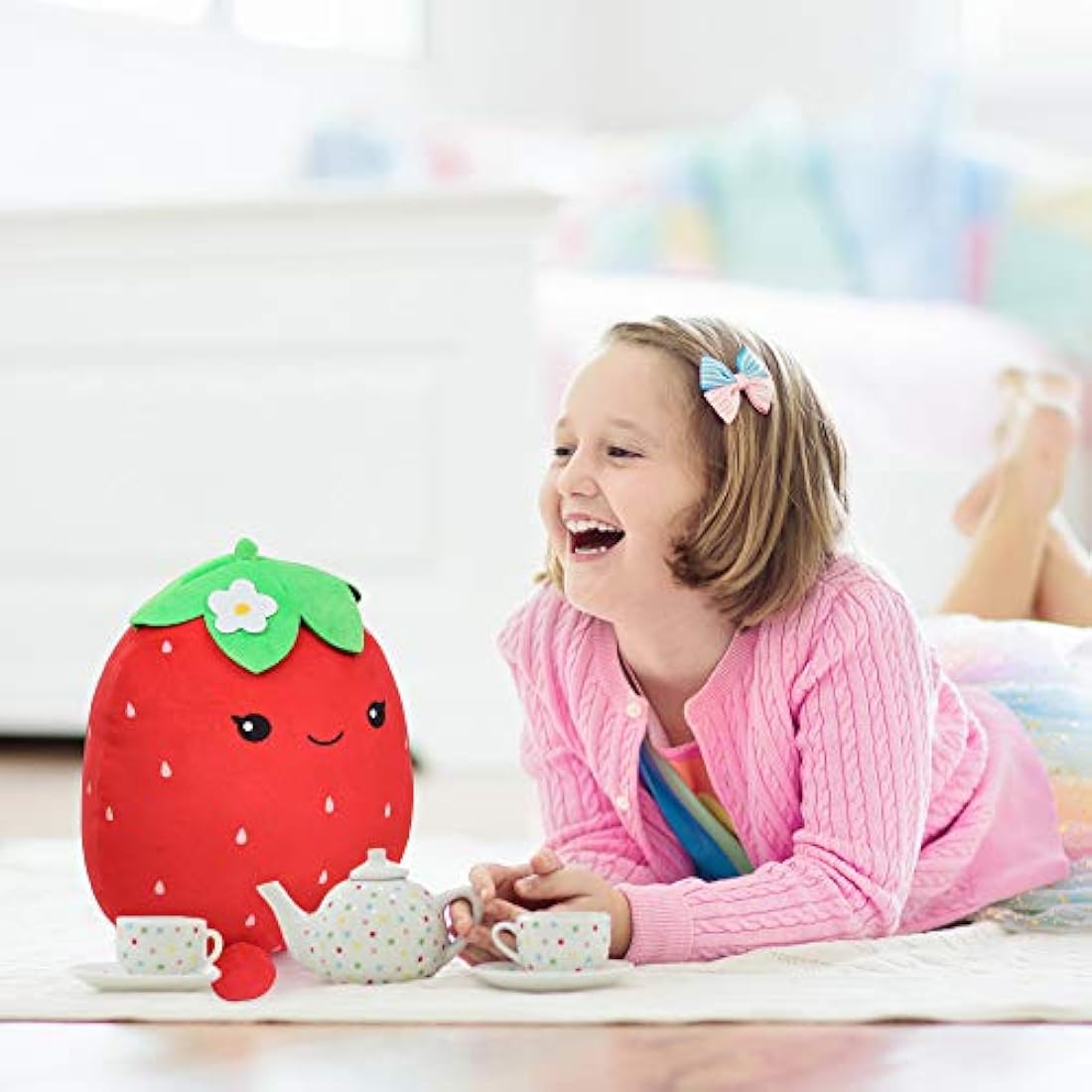 Peluche de fresa para niños y niñas, 15,7 y 12.0 in