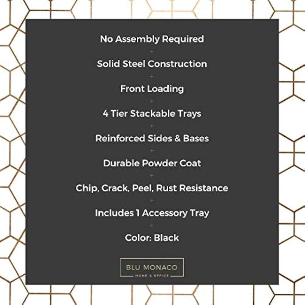 Blu Mónaco - Bandeja para hojas, Negro 4 Piezas