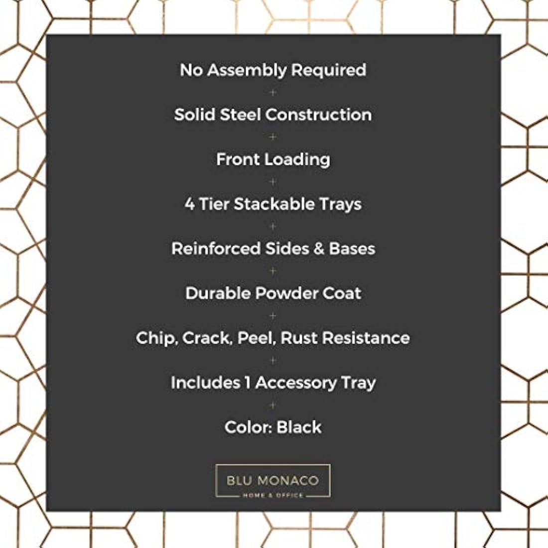 Blu Mónaco - Bandeja para hojas, Negro 4 Piezas