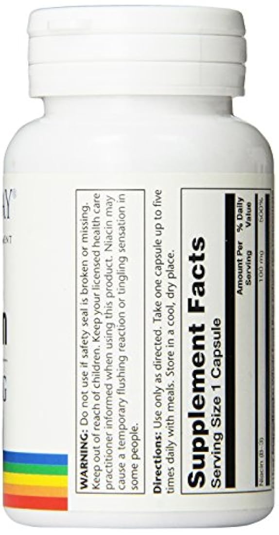 Cápsulas de vitamina de niacina, 100 mg, 100 unidades