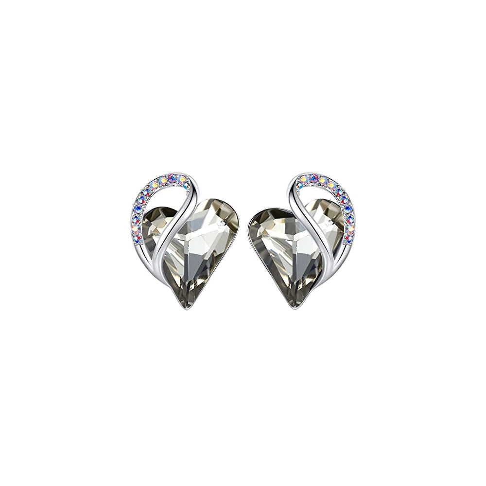 Aretes con forma de corazón infinito y piedra para mujer