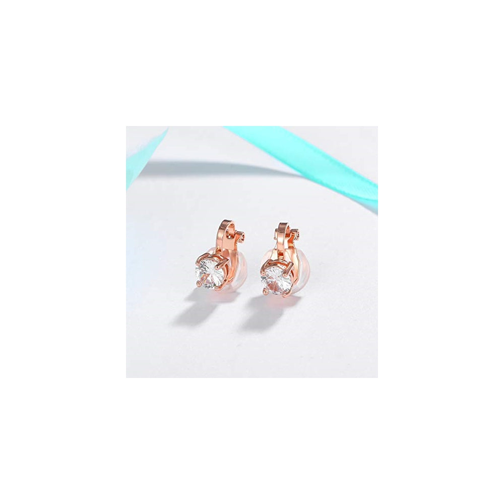 Aretes de tuerca con clip de circonita cúbica