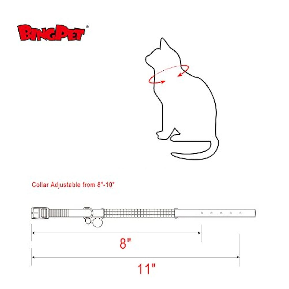 Collar ajustable para gato (terciopelo suave, con campanas)