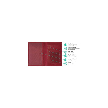 Porta Documentos y Tarjetas de piel para pasaporte rojo