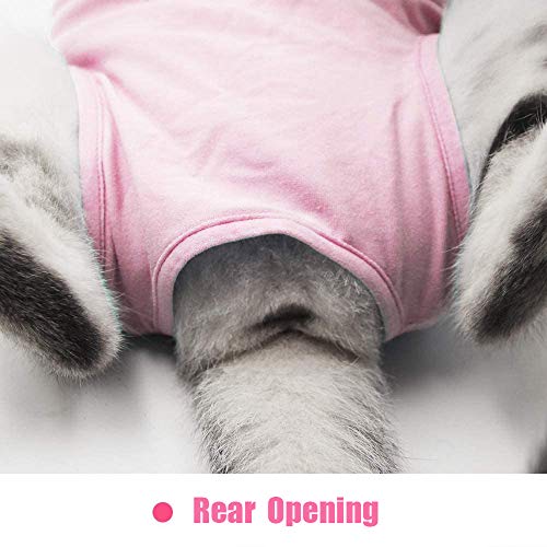 TRAJE de recuoercaion profesional para gatos para heridas abdominales y enfermedades de la piel, alternativa de cuello electrónico para gatos y perros, después de la cirugía, antilamer y recomendado por veterinarios (rosa, L