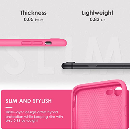 DTTOCASE - Funda para iPhone SE 2022/2020, iPhone 8, iPhone 7, funda de silicona líquida para iPhone SE 8 7 de 4.7 pulgadas, funda protectora suave y sedosa colorida para niñas y mujeres, color rojo rosa