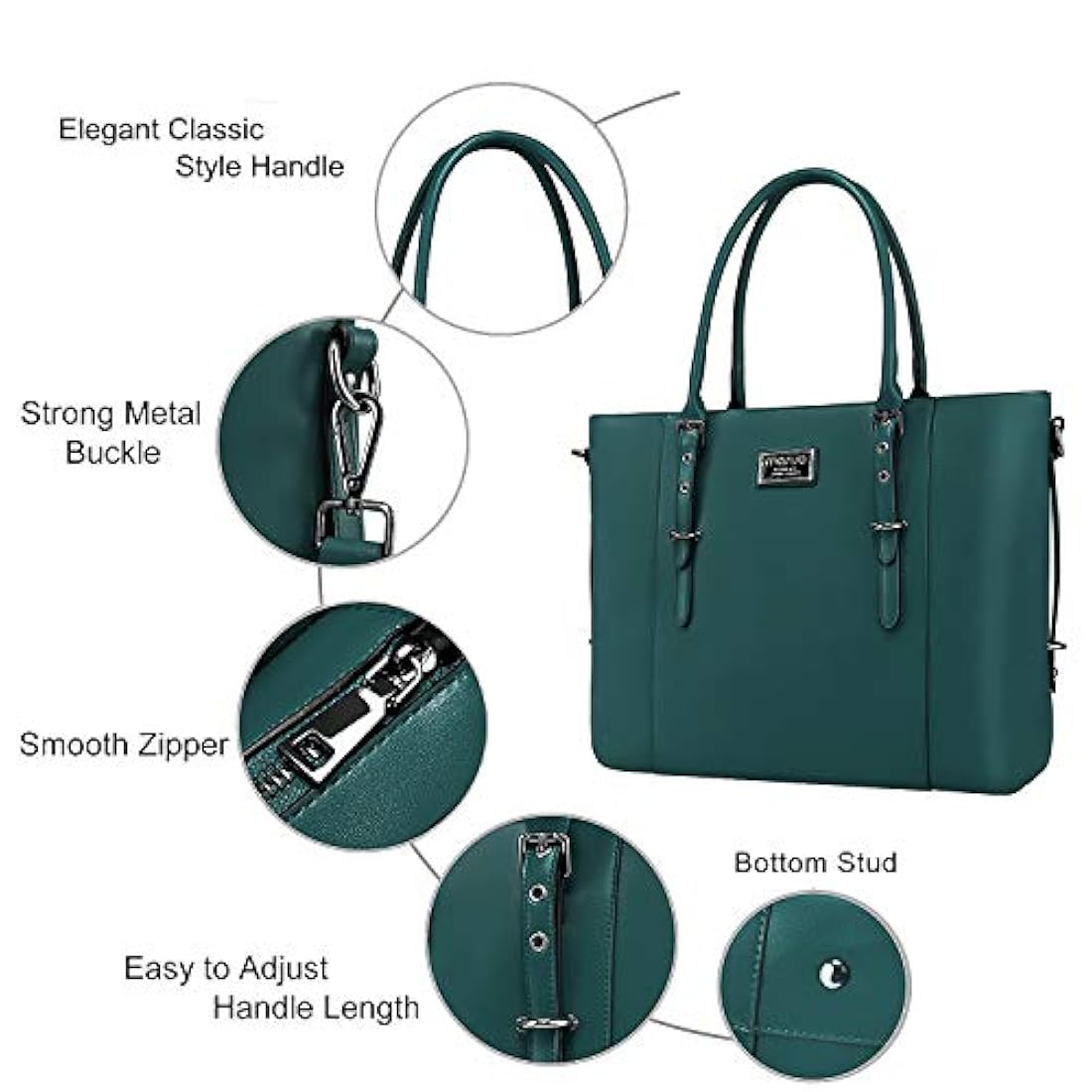 Bolso de piel sintética para portatil de 16.3in, color verde