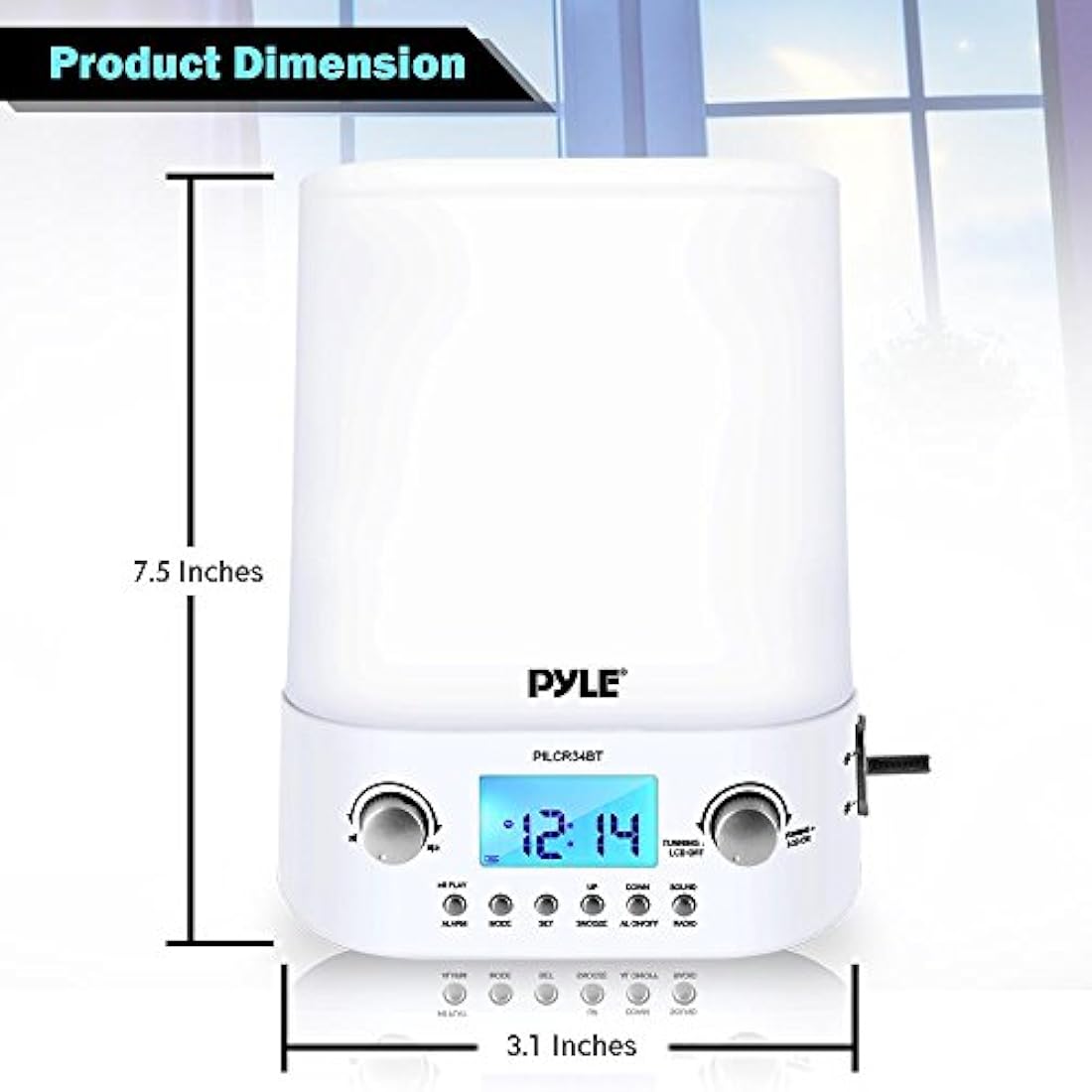 Pyle Bluetooth Nightlight Home Audio Radio, color blanco