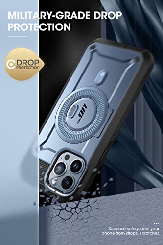 SUPCASE Unicorn Beetle Pro Mag Case for iPhone 13 Pro Max (2021 Release) 6.7 Inch, Compatible with MagSafe Full-Body Rugged Belt-Clip Case with Built-in Screen Protector & Kickstand (Cerulean)